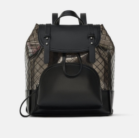 Zara Bags Nwt Zara Black Vinyl Backpack Poshmark